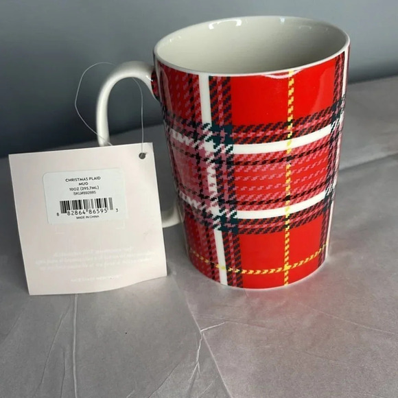 KATE SPADE Lenox Christmas Paid 10oz Mug Red 295.7ml Dishwasher Microwave Safe - Picture 2 of 5